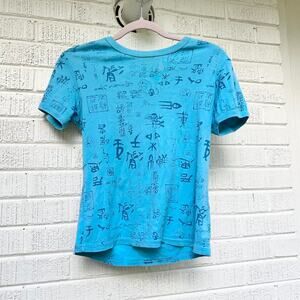 American Heart Vintage Y2K Blue Graphic Baby Tee Shirt